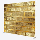 Aperturee - Aperturee Retro Gold Bricks Wall Photo Square Tension Backdrop